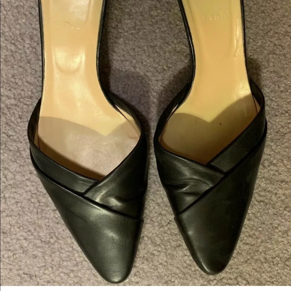 Bally black leather kitten heel mules